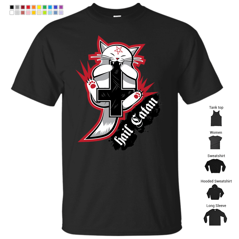 Hail Catan - Satanic cat plays with cross T-Shirt