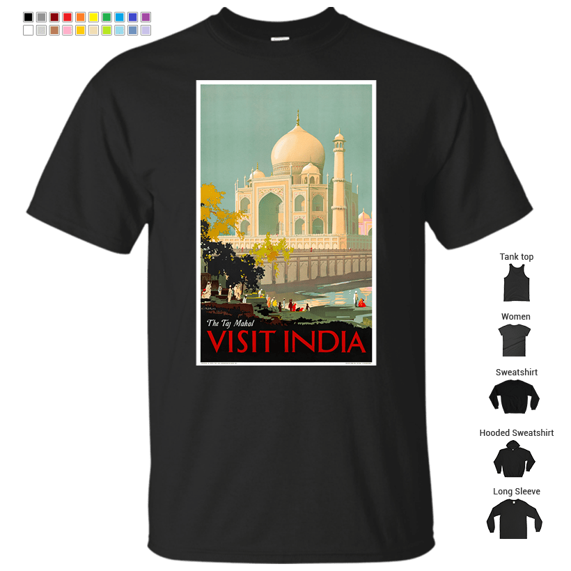 Taj Mahal Visit India Vintage Travel Poster Restored Premium Scoop T-Shirt