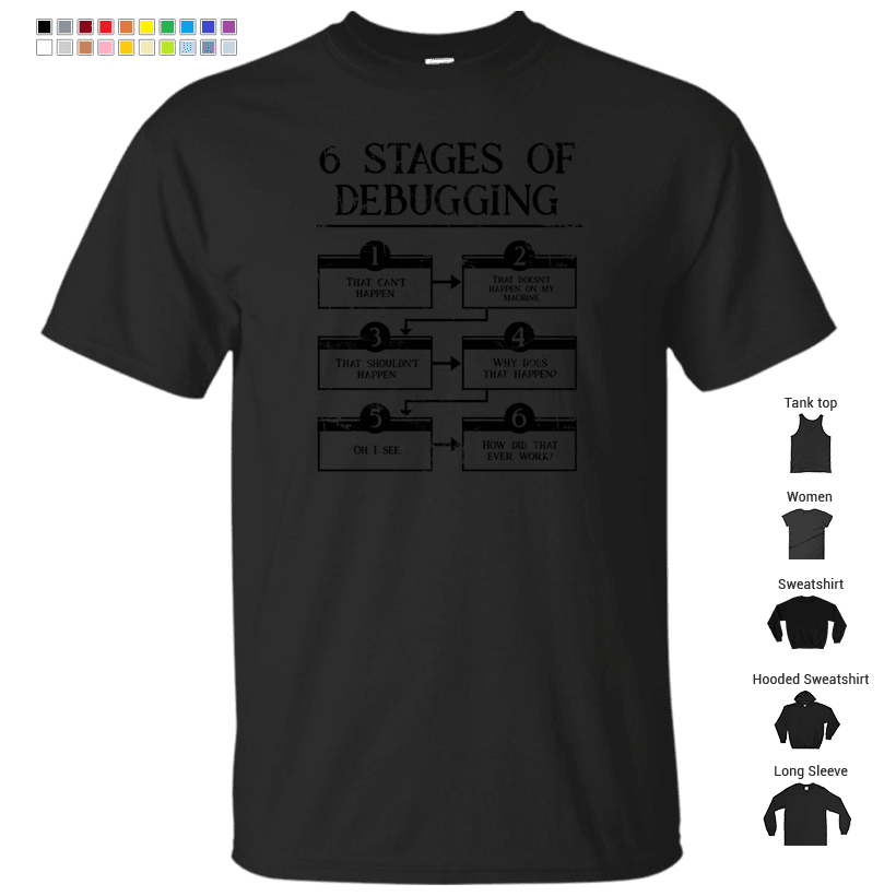 6 Stages Of Debugging Premium Scoop T-Shirt